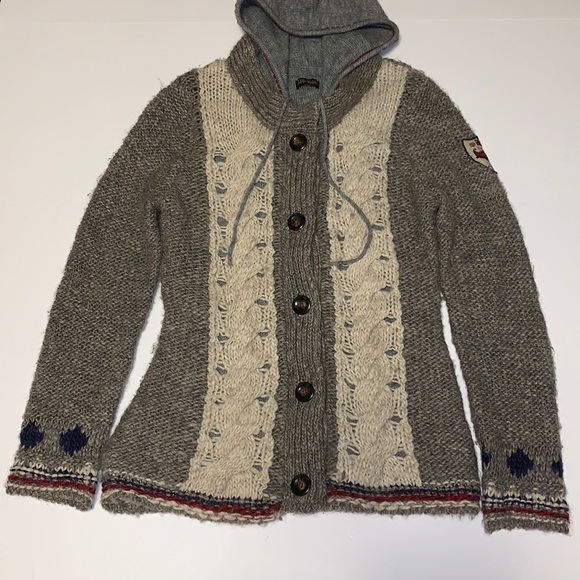 Napapijri Geographics Wool and Alpaca Hooded Cardigan - Women’s Size Small - Picture 4 of 7